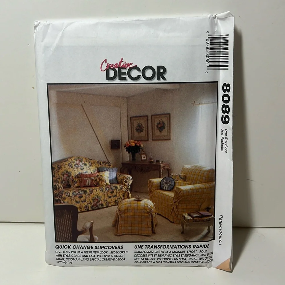 MCCall’s Creative Decor slip cover sewing patterns 8089